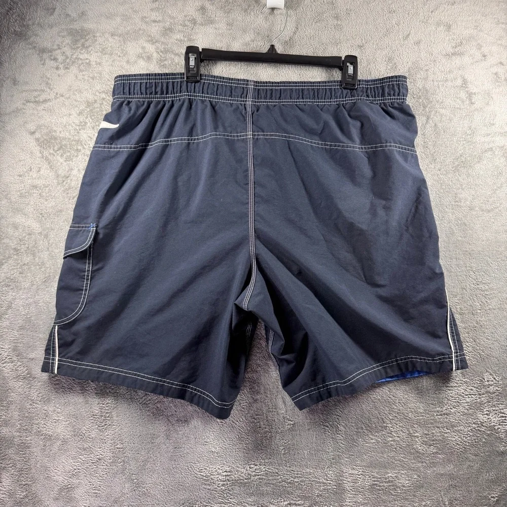 Speedo Mens Navy Blue Swim Trunks Board Shorts Size XL 40 Waist Drawstring Lined